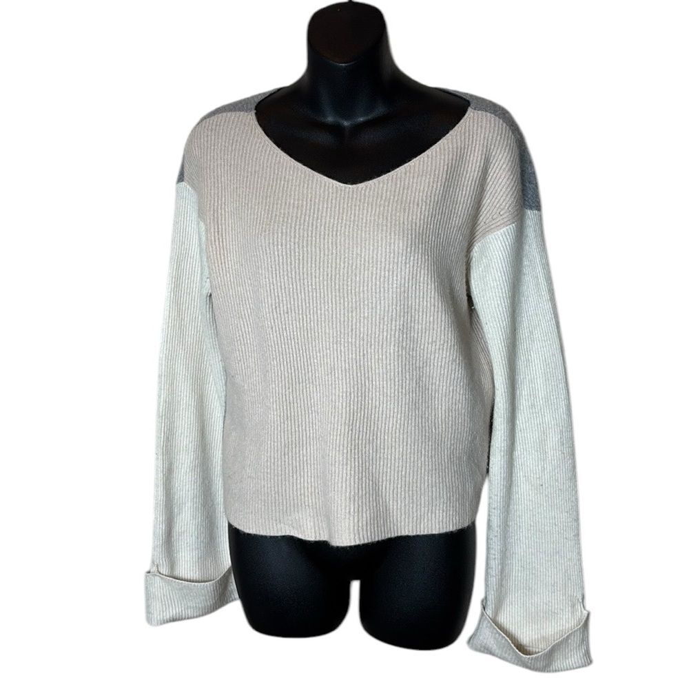 Vince women’s medium 100% cashmere colorblock ribbed scoop neck cuff sleeve